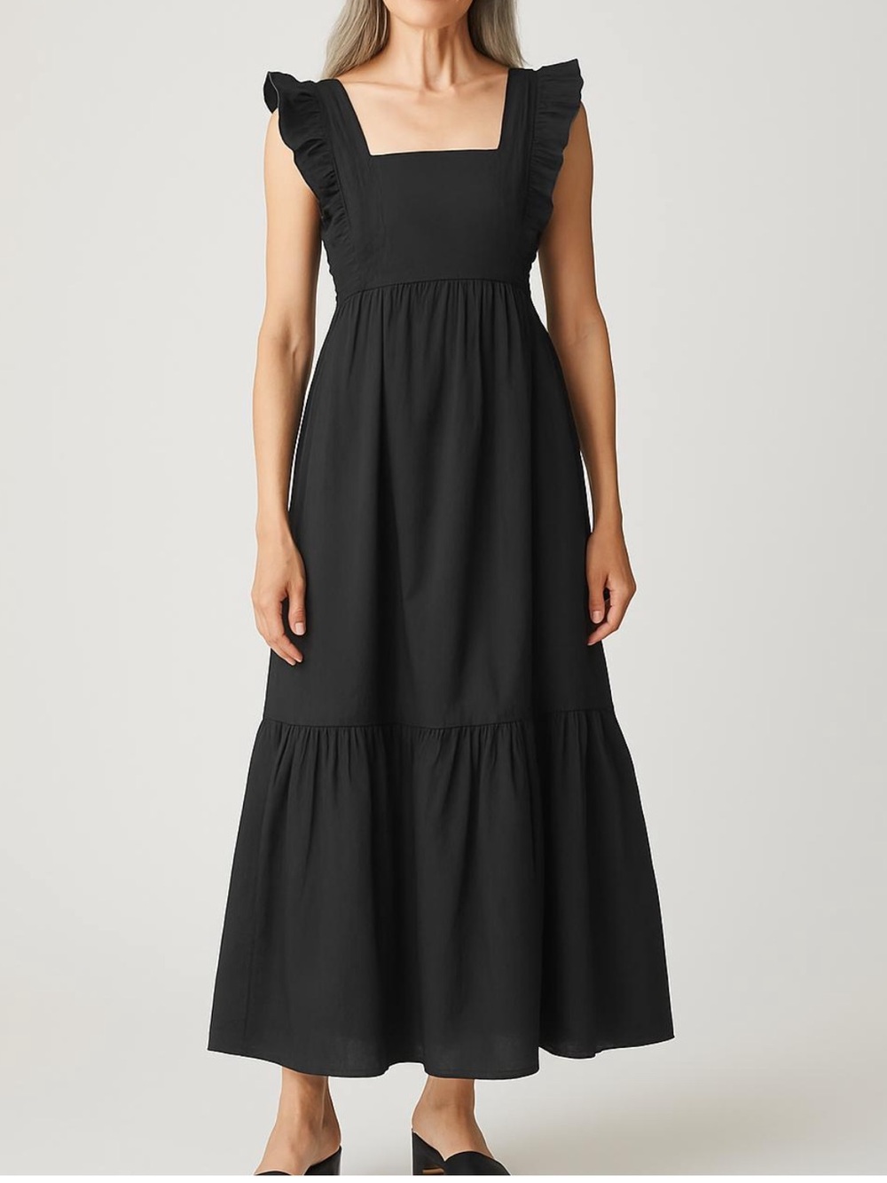 Self-Portrait Black Ruffle Strap Tiered Dress